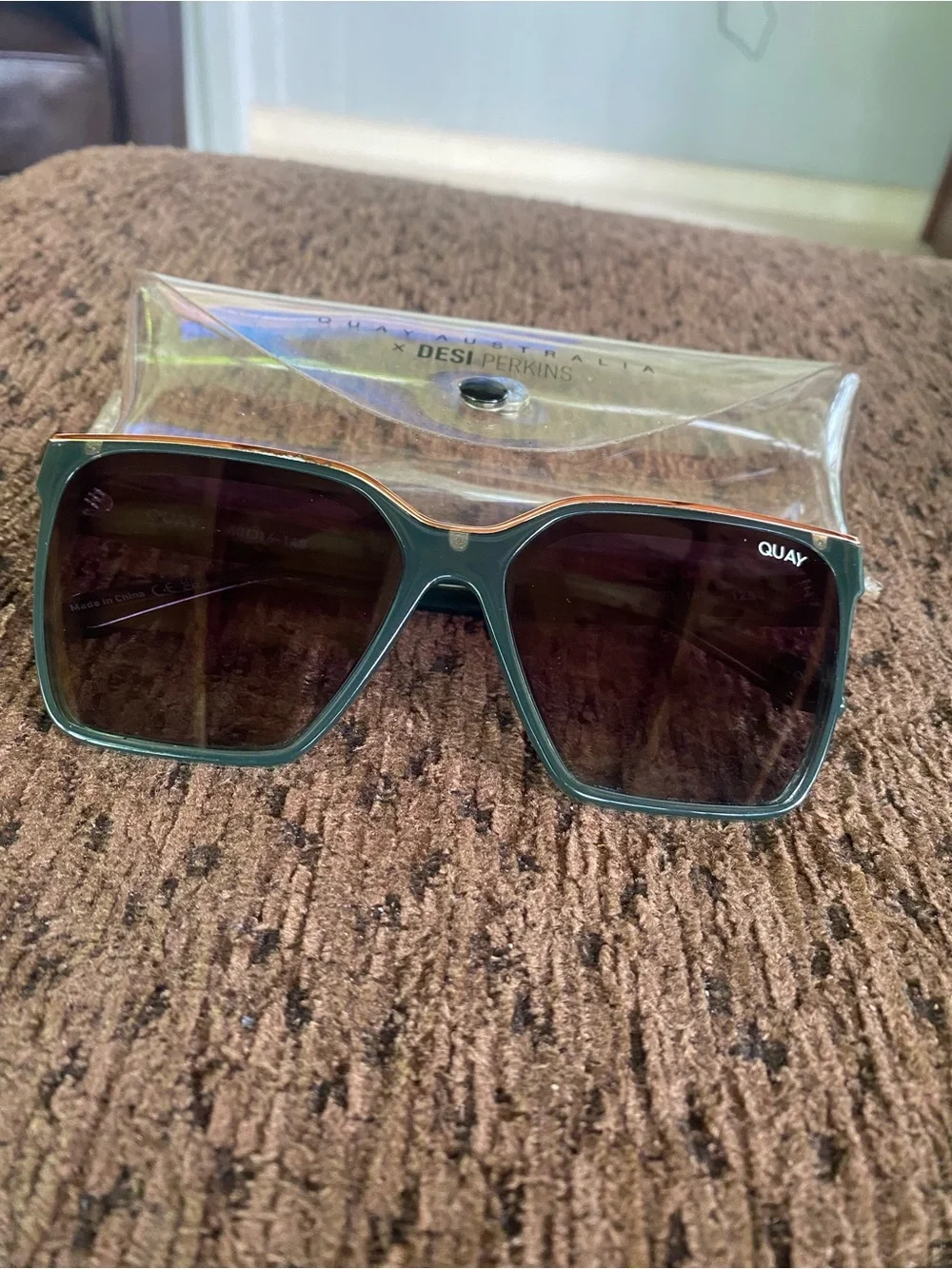 Quay Australia Green Frame Sunglasses with Dark Brown Lenses